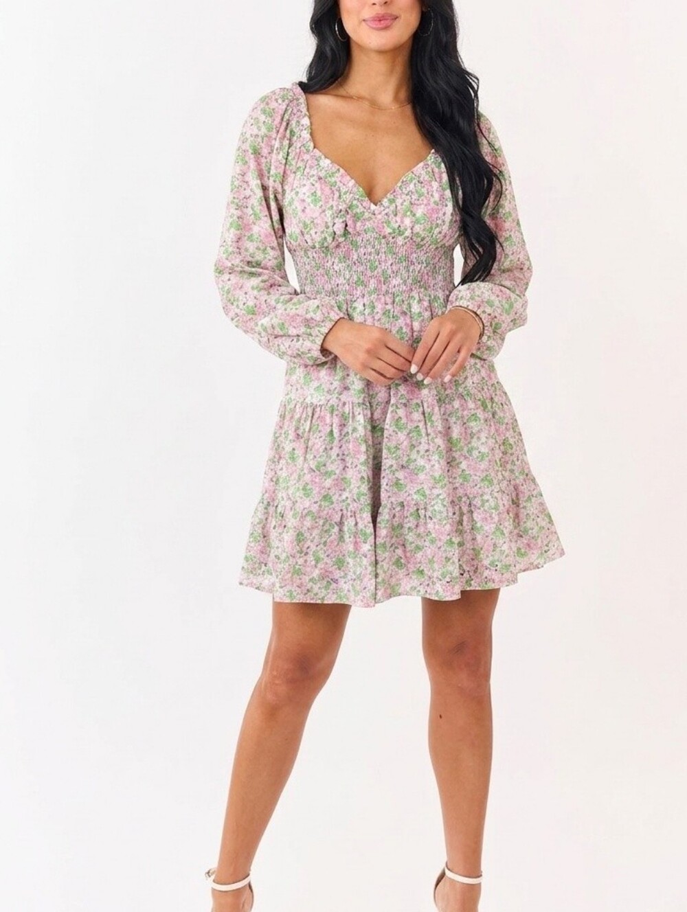 Enchanting Enrto Floral Smocked Mini Dress - Size Small